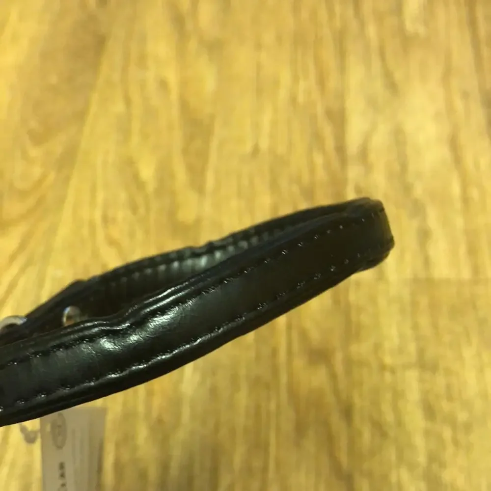 Martha Stewart Black and Silver Leather Buckle Dog Collar Size 14